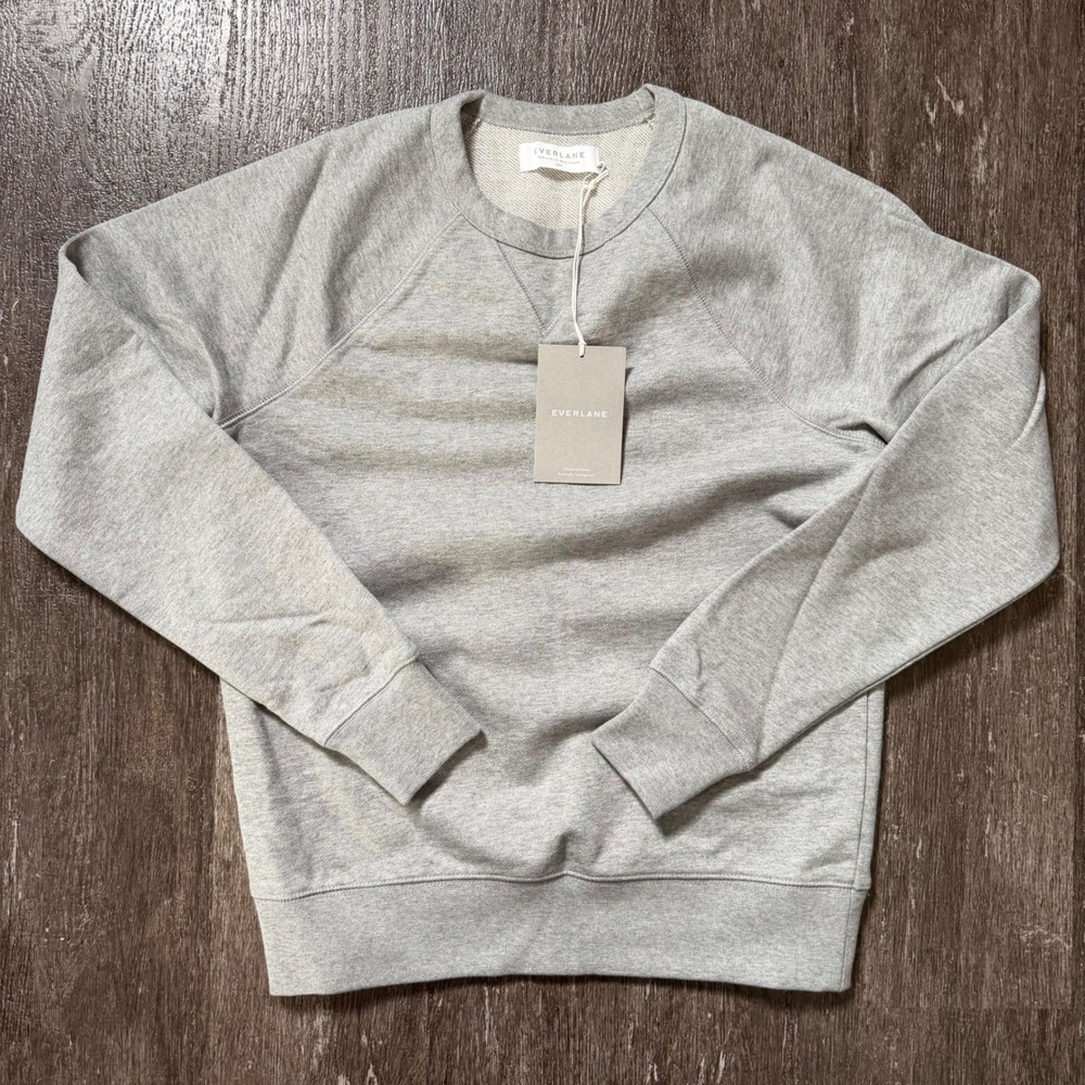Everlane Sweatshirt Women XXS Grey French Terry Cotton Raglan Crew Neck NWT